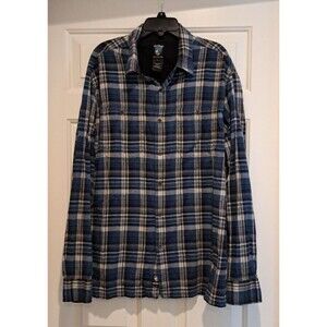 Kuhl Women Blue Plaid Cotton Long Sleeve Casual Button-Up Shirt Top Size L